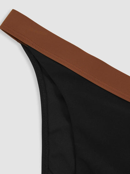 Contrast-Trim Bikini Bottoms Black/Tan | Women