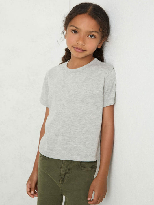 9-13 yrs Cotton-Blend Crew-Neck T-Shirt Grey Marl | Children & Baby