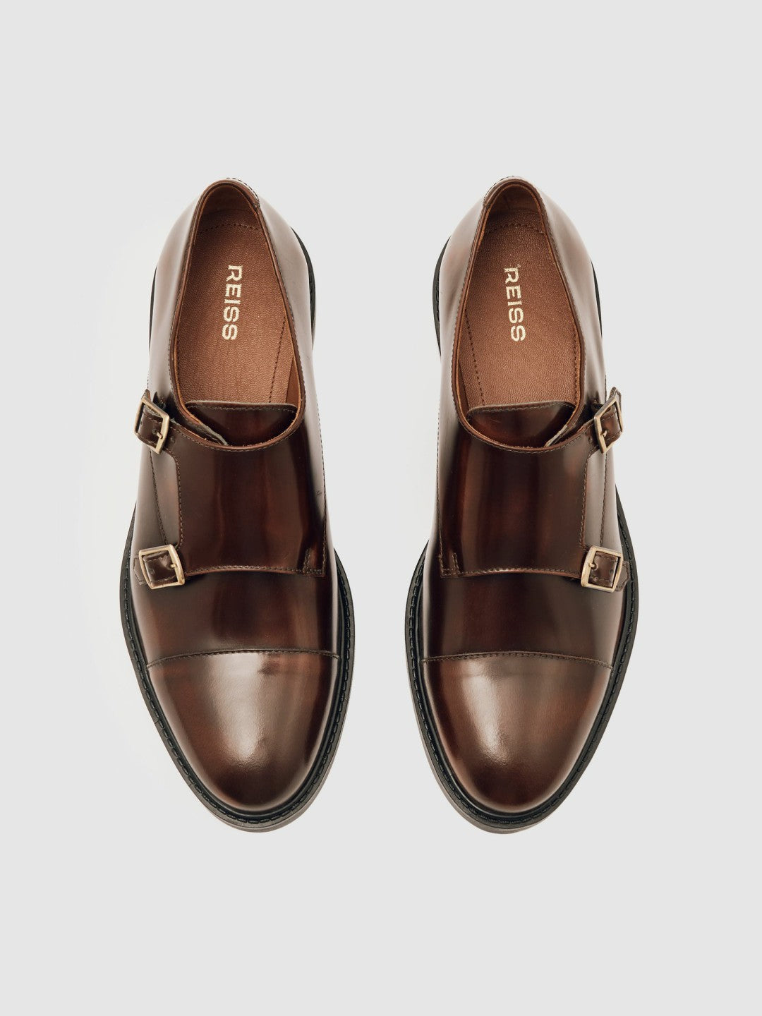 Leather Double-Strap Monk Shoes Tan | Women