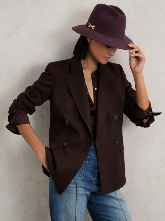 Wool Fedora Hat Burgundy | Women