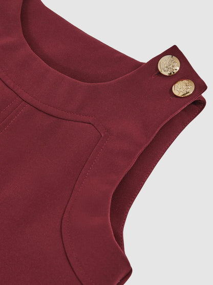 9-13 yrs Button-Detail Sleeveless Shift Dress Berry | Children & Baby