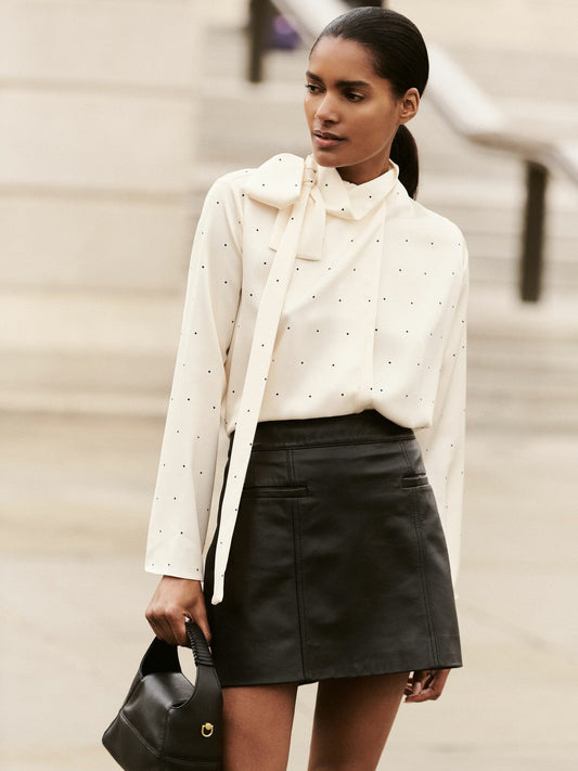 Leather Welt-Pocket Mini Skirt Black | Women