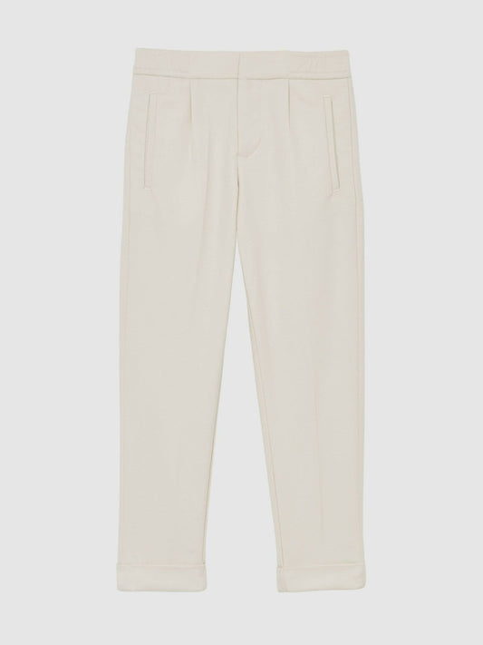 9-13 yrs Relaxed-Fit Pleated Tapered Trousers Off White | Children & Baby