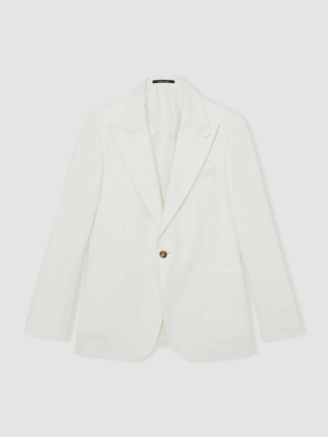 Slim Fit Lyocell Linen Single Breasted Suit Blazer White | Men
