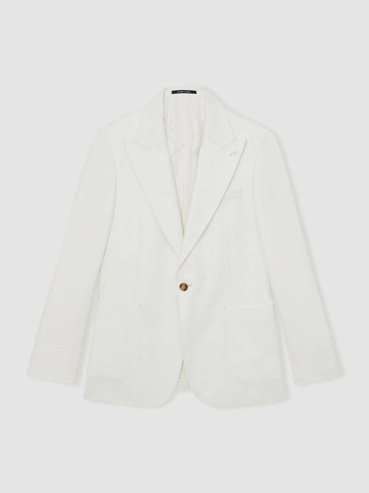 Slim Fit Lyocell Linen Single Breasted Suit Blazer White | Men