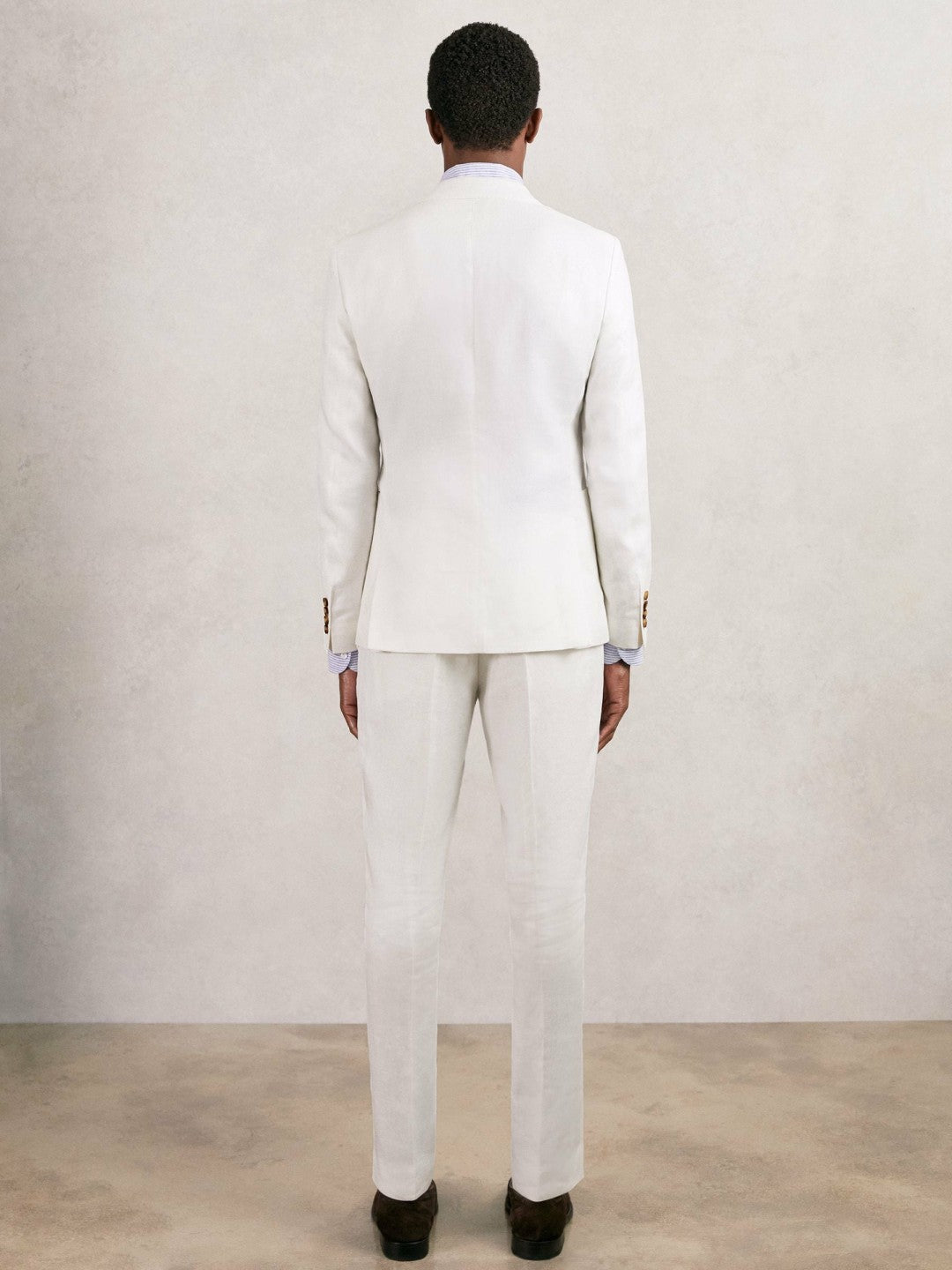 Slim Fit Lyocell Linen Single Breasted Suit Blazer White | Men