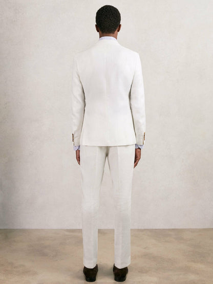 Slim Fit Lyocell Linen Single Breasted Suit Blazer White | Men