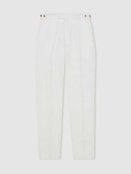 Slim Fit Lyocell Linen Suit Trousers White | Men