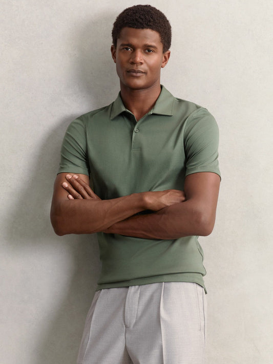 Cotton Short-Sleeve Polo Shirt Kale Green | Men