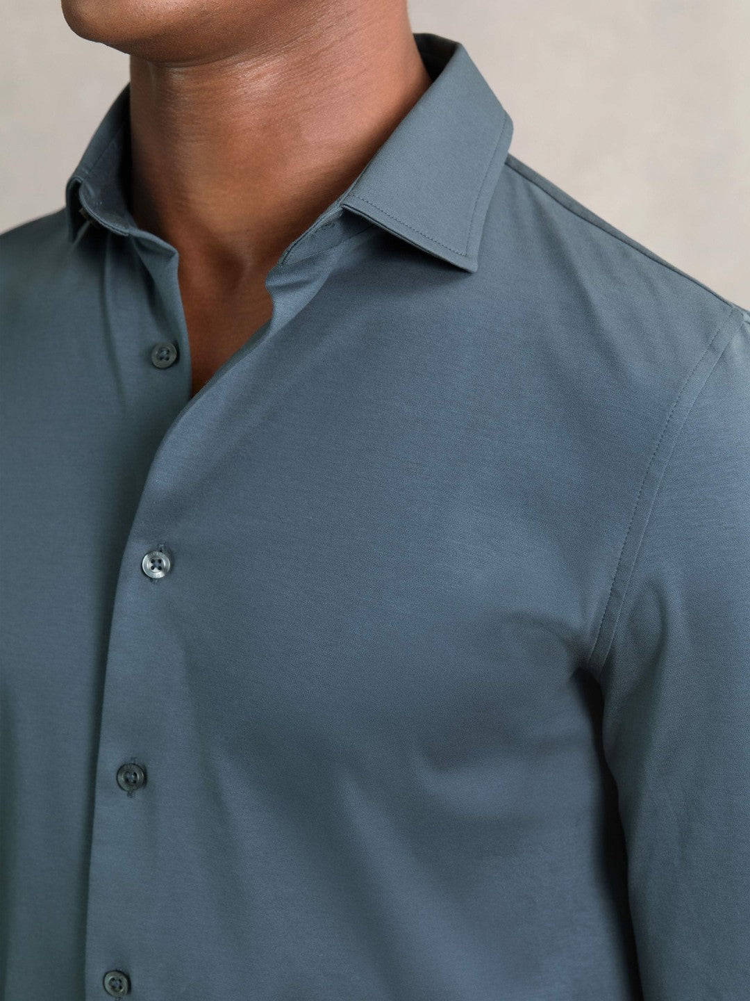 Cotton-Jersey Button-Through Shirt Airforce Blue | Men