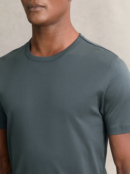 Airwater-Cotton Crew-Neck T-Shirt Airforce Blue | Men