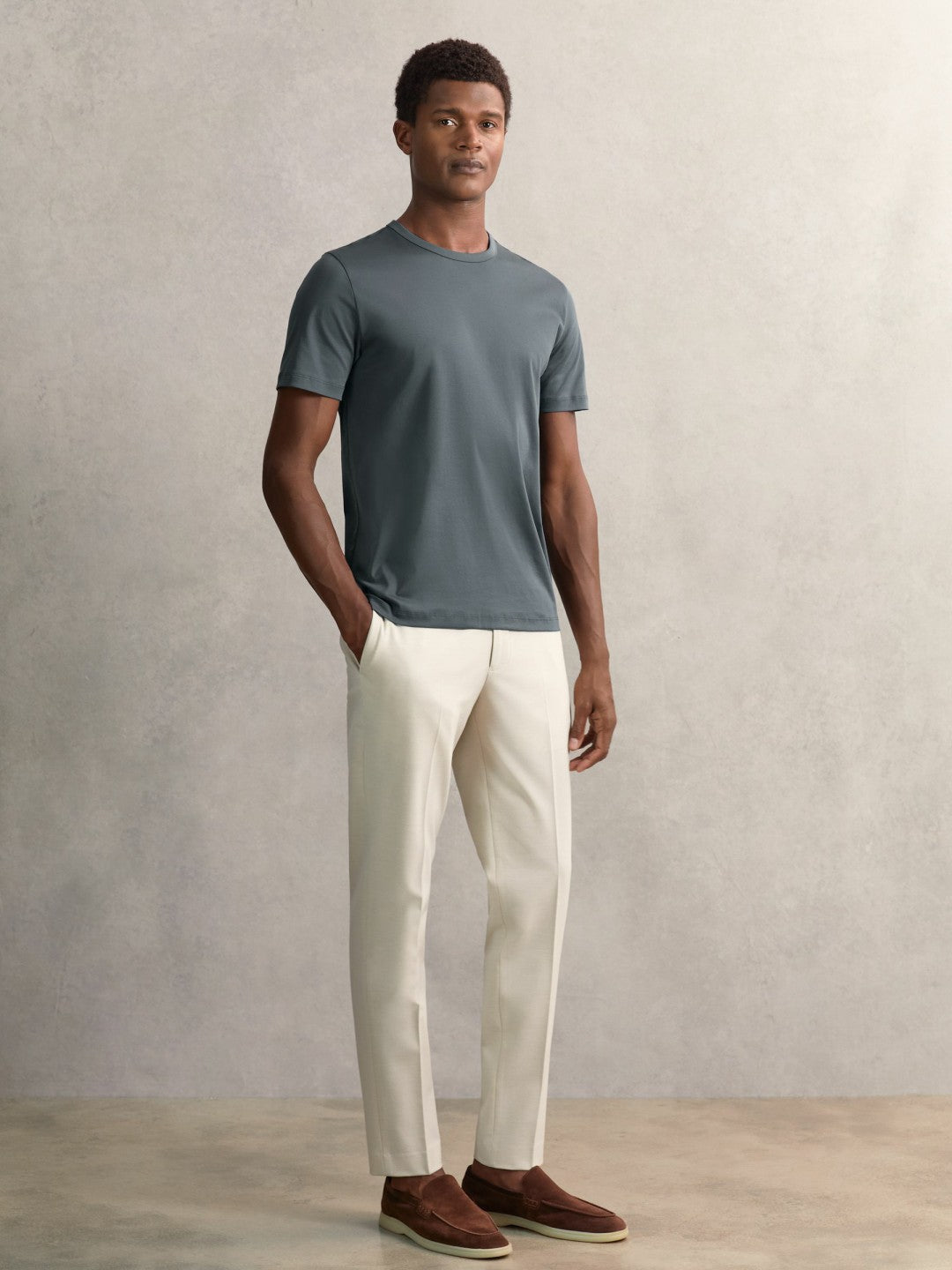 Airwater-Cotton Crew-Neck T-Shirt Airforce Blue | Men