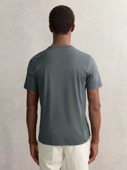 Airwater-Cotton Crew-Neck T-Shirt Airforce Blue | Men