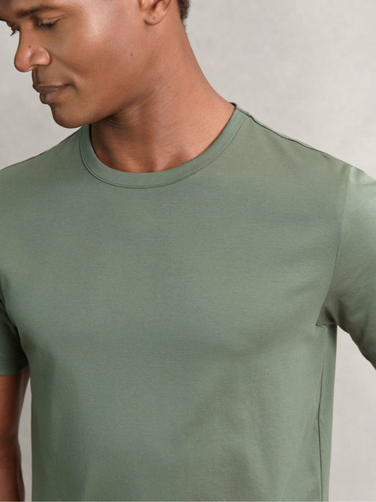 Airwater-Cotton Crew-Neck T-Shirt Kale Green | Men