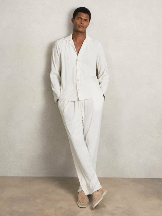 Plissé Wide Leg Trousers Off White | Men