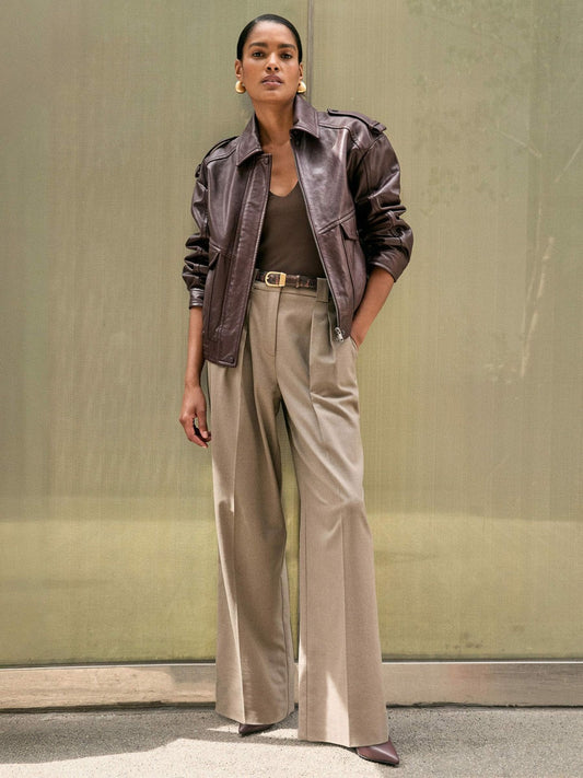 Oversized Leather Jacket Aubergine | Women