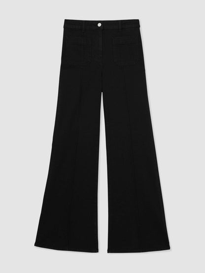 Petite Patch-Pocket Flared Jeans Black | Women