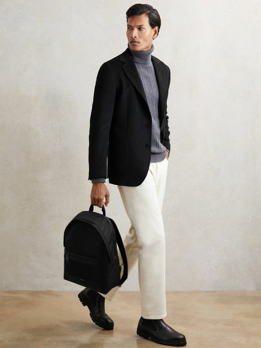 Woven Zipped Backpack Black | Men