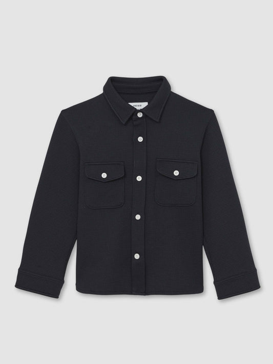 3-9 yrs Waffle-Textured Twin-Pocket Overshirt Navy | Children & Baby