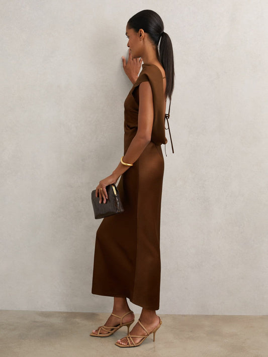 Petite Back Detail Midi Dress Bronze | Women