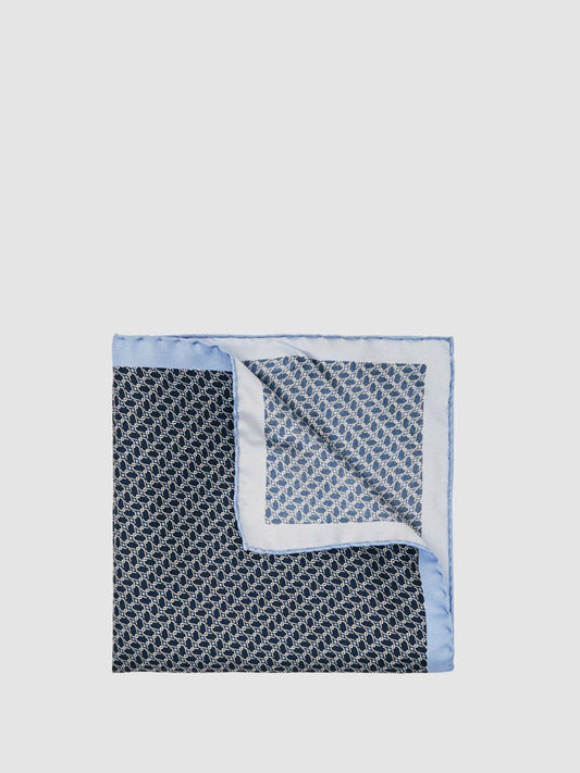 Geo Chain Detail Pocket Square Navy | Men