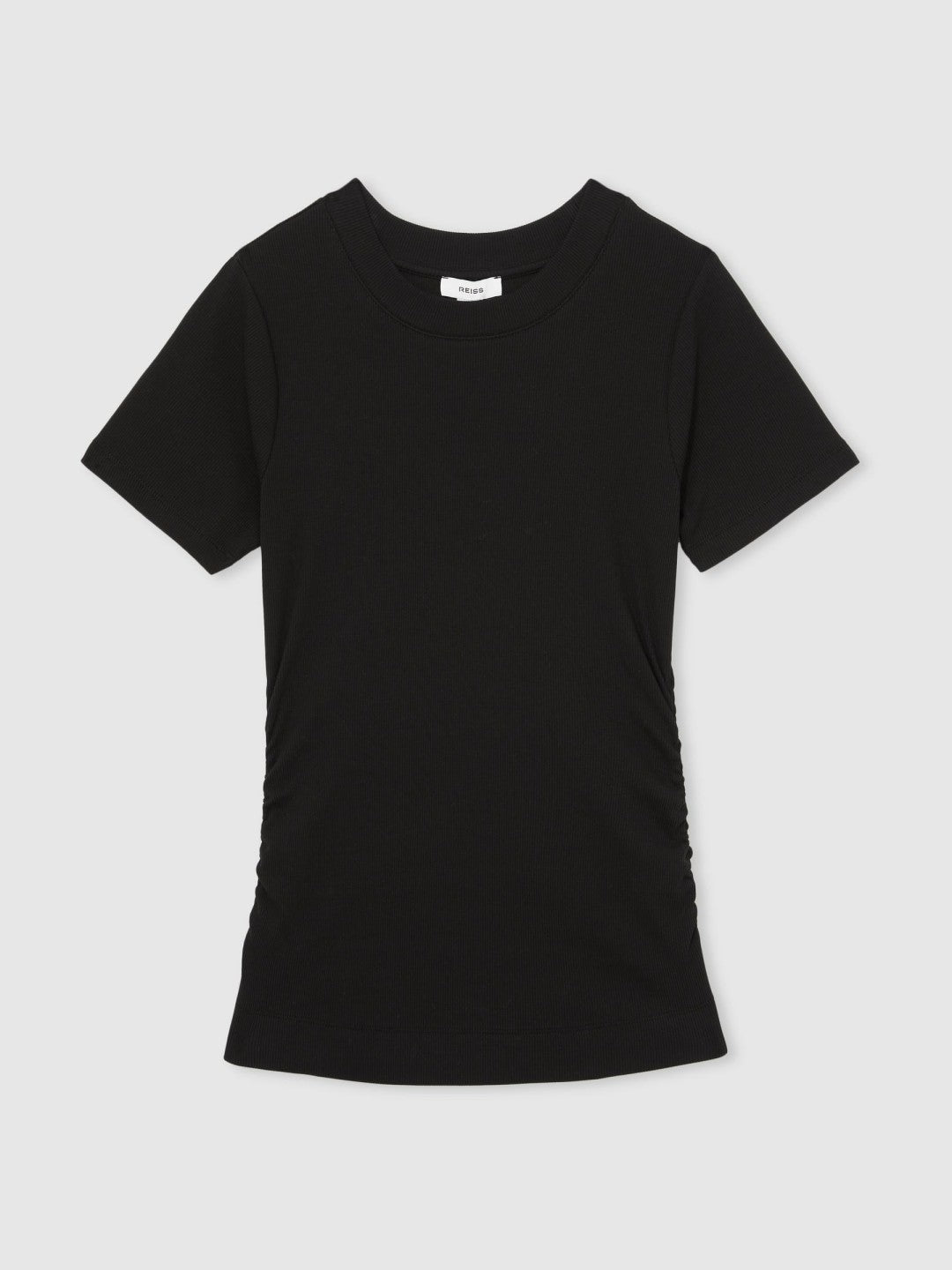 Stretch-Cotton Ruched Ribbed T-Shirt Black | Women