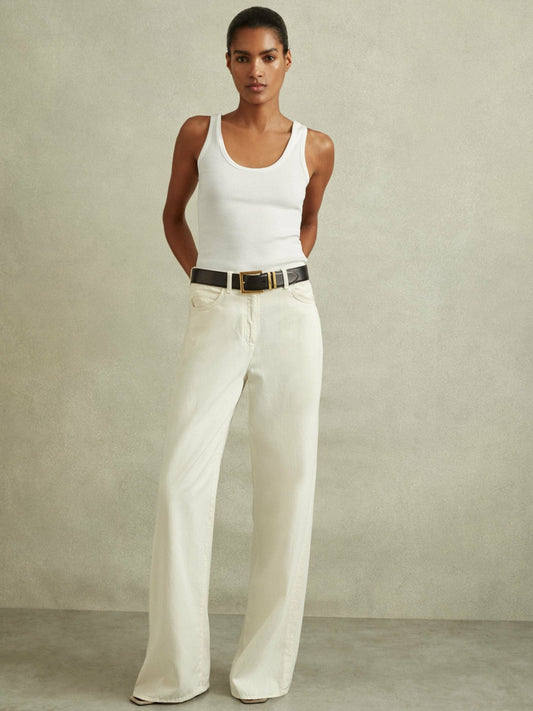 Stretch-Cotton Ribbed Vest White | Women