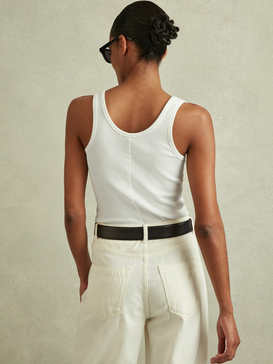 Stretch-Cotton Ribbed Vest White | Women