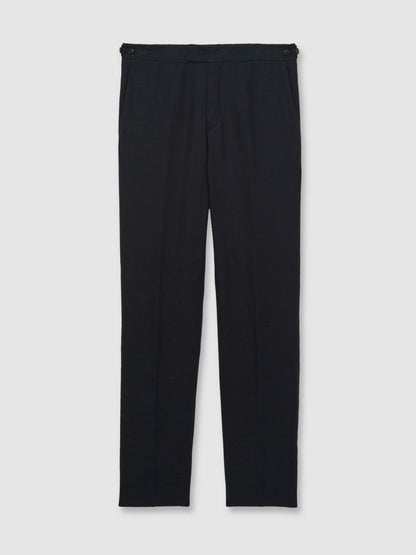 Slim Fit Linen Adjuster Trousers Navy | Men