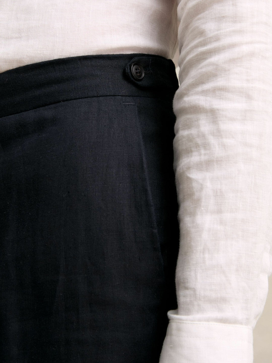 Slim Fit Linen Adjuster Trousers Navy | Men