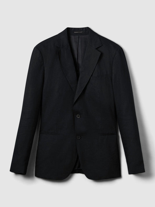 Slim-Fit Single Breasted Linen Blazer Navy | Men