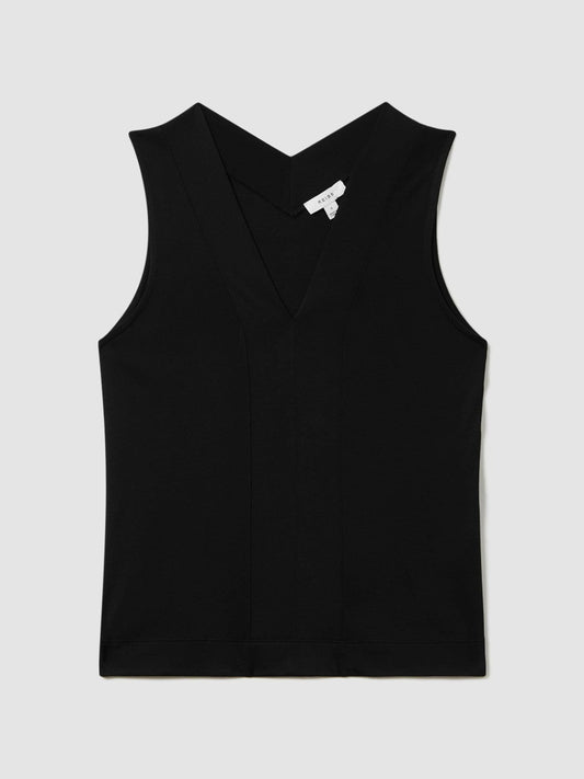 V-Neck Shell Top Black | Women