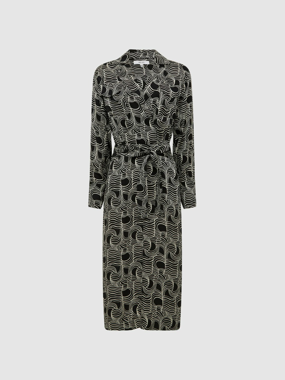 Swirl Print Midi Dress Black/Cream | Women