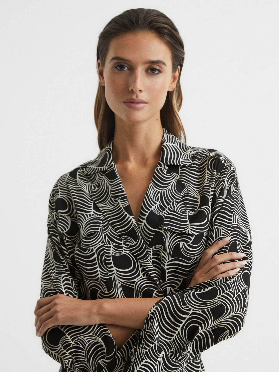Swirl Print Midi Dress Black/Cream | Women