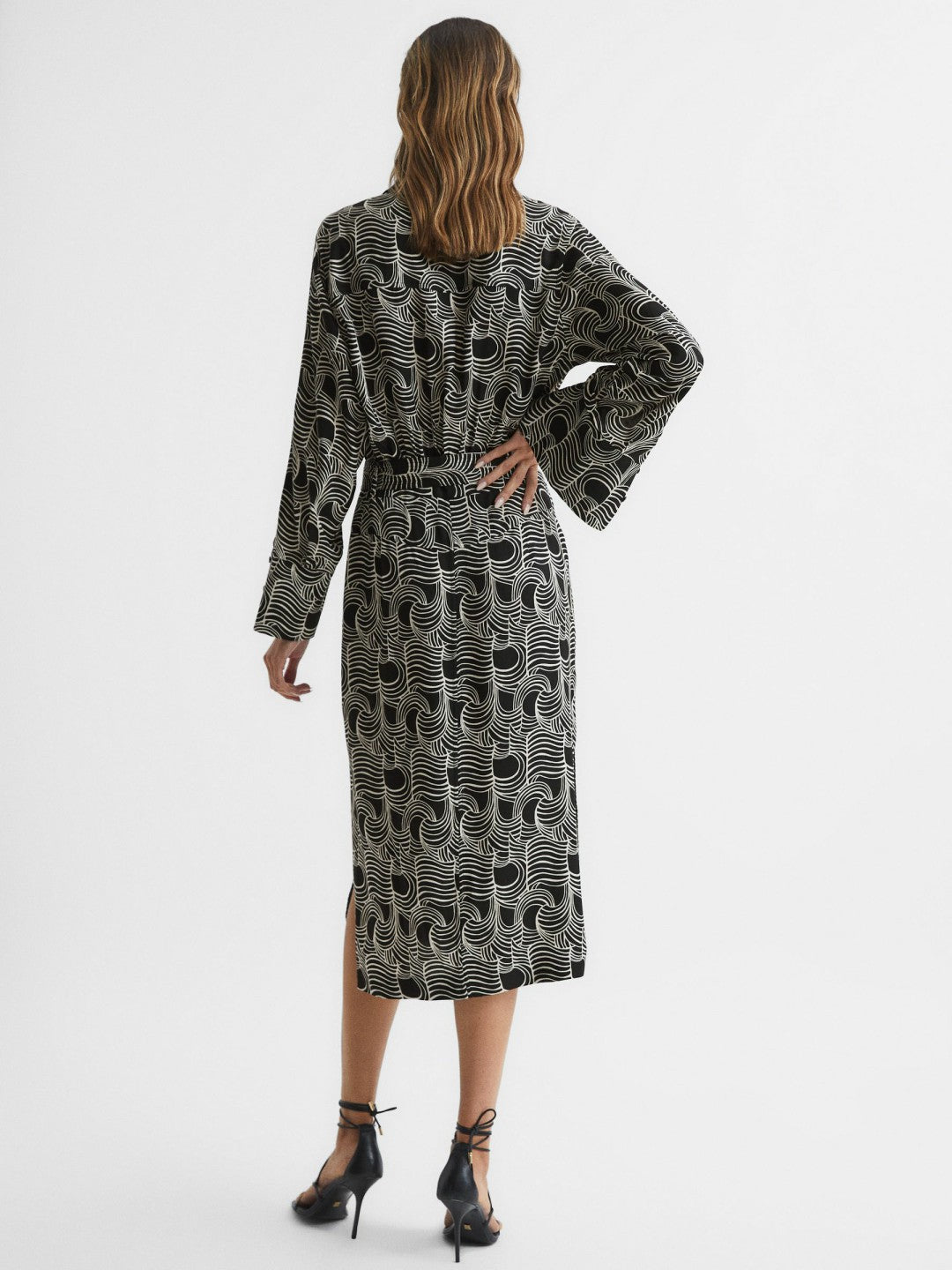 Swirl Print Midi Dress Black/Cream | Women