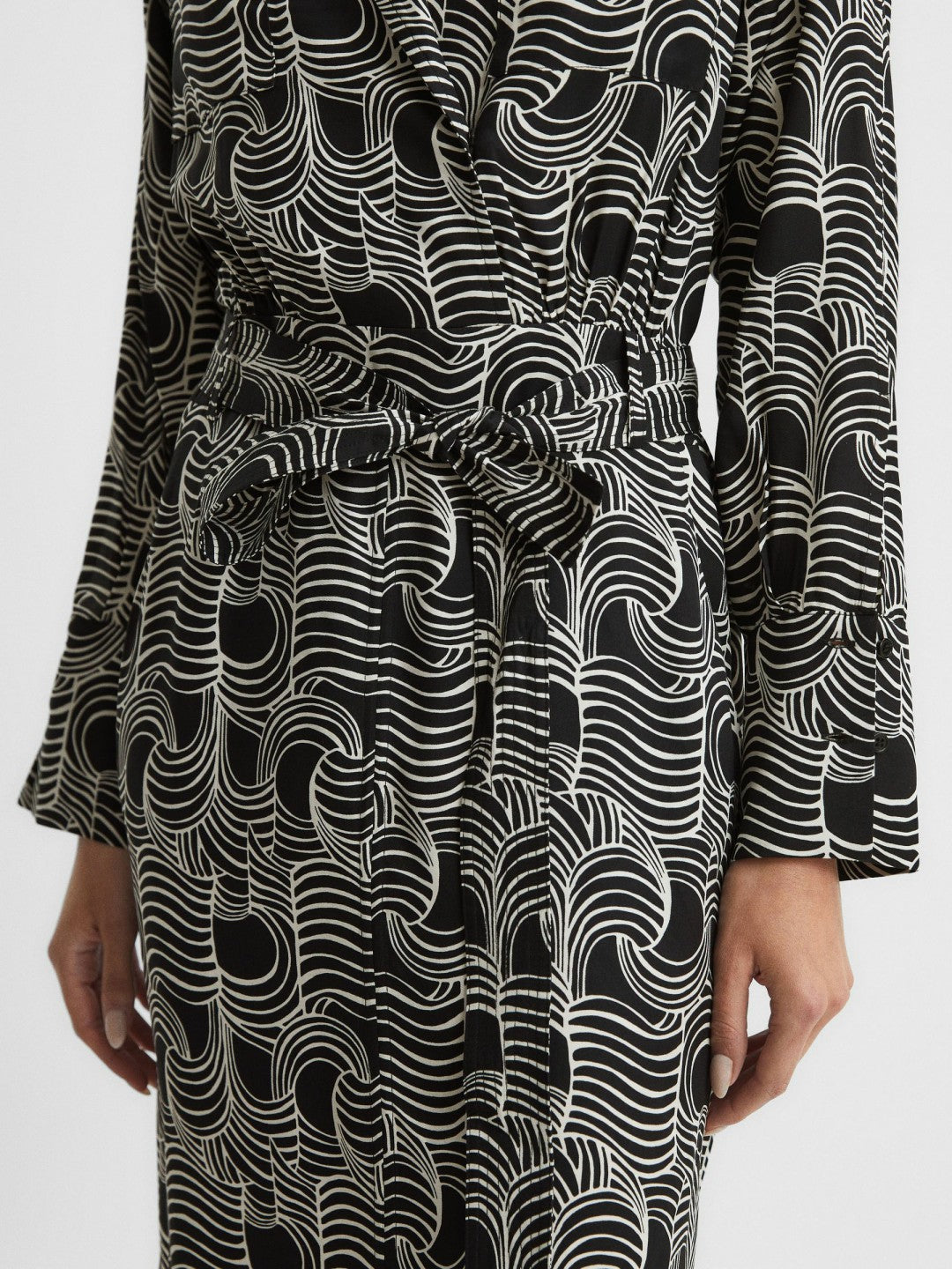 Swirl Print Midi Dress Black/Cream | Women