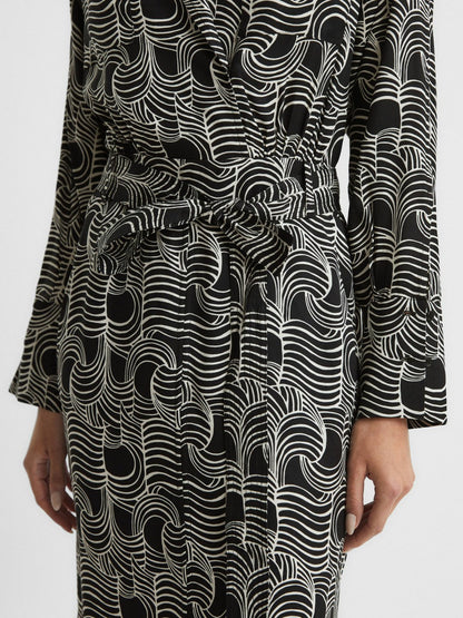 Swirl Print Midi Dress Black/Cream | Women