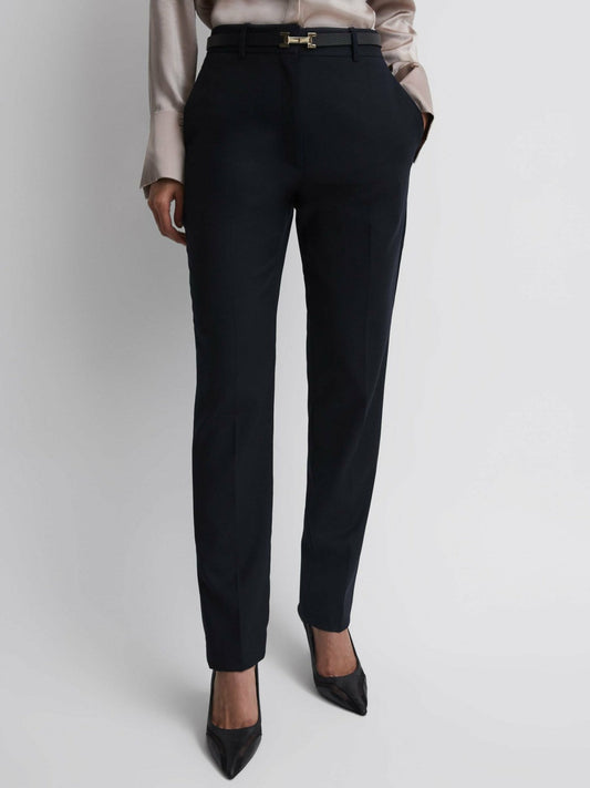 Petite Wool Blend Tapered Suit Trousers Navy | Women