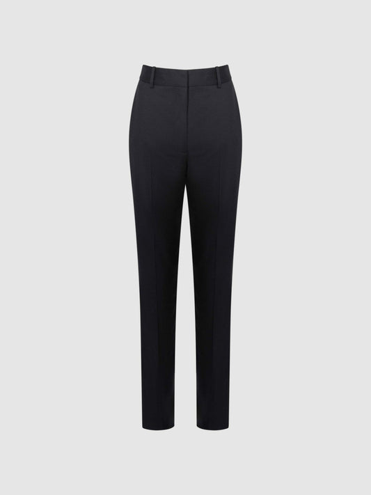 Petite Wool Blend Tapered Suit Trousers Navy | Women