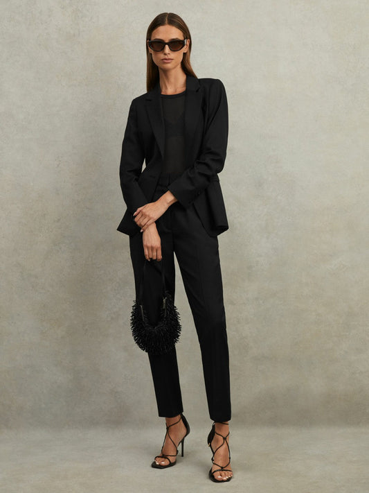 Petite Wool Blend Tapered Suit Trousers Black | Women