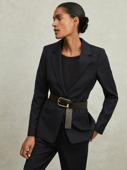 Petite Single Breasted Suit Blazer Navy | Women