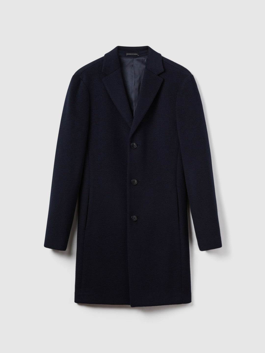 Wool Blend Single Breasted Epsom Overcoat Navy | Men