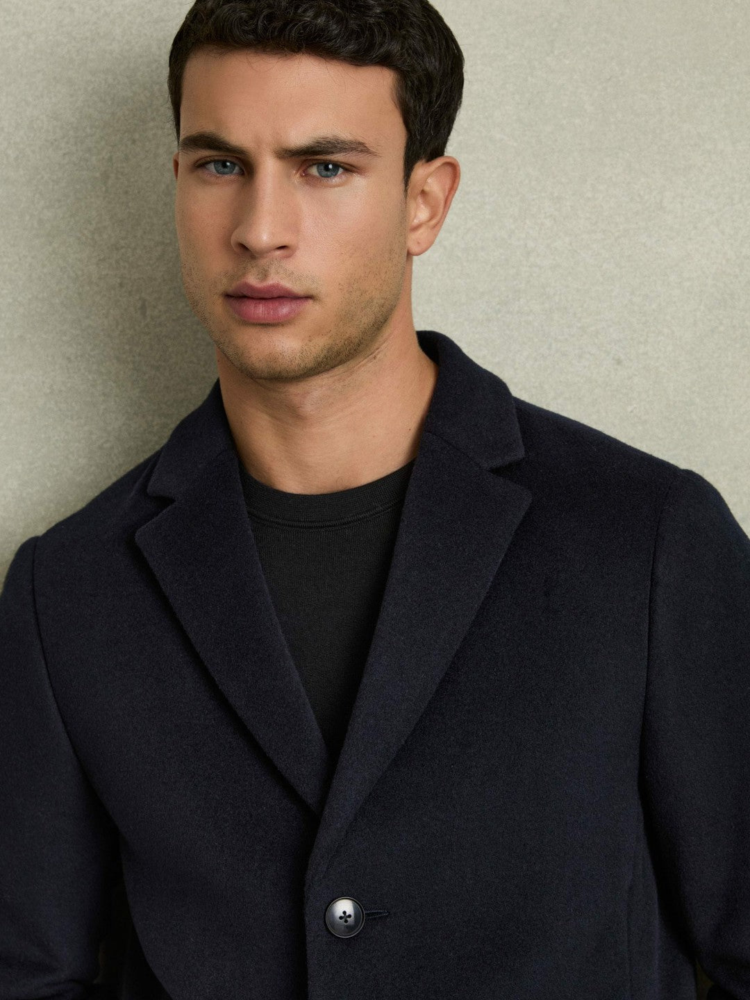 Wool Blend Single Breasted Epsom Overcoat Navy | Men