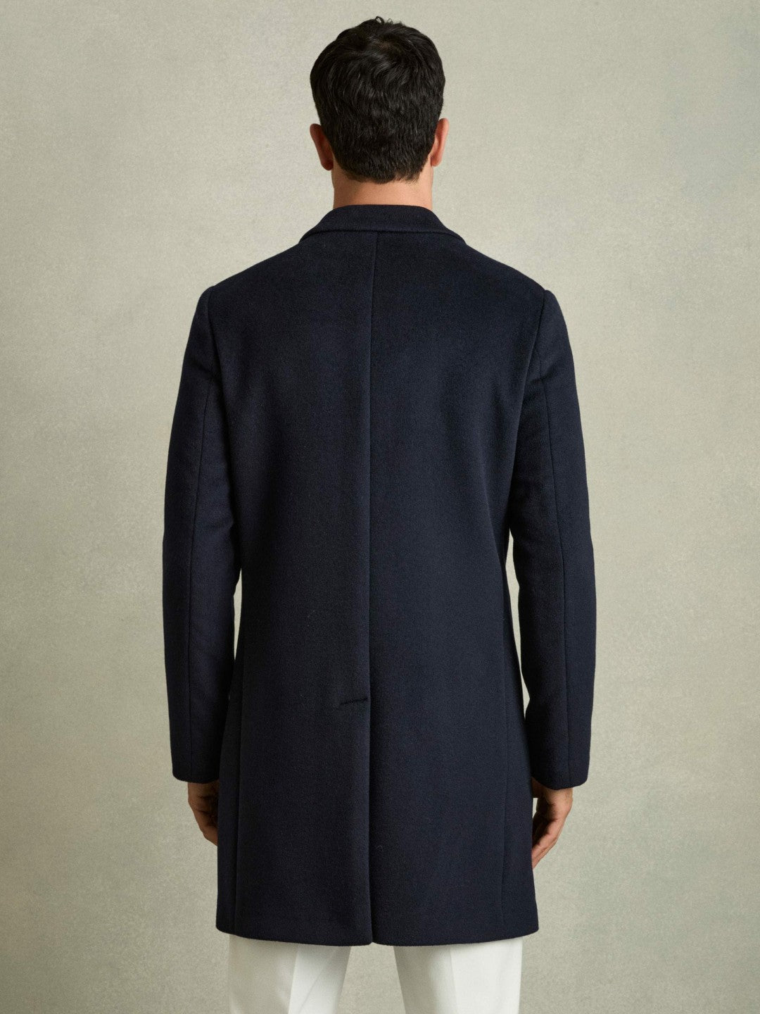 Wool Blend Single Breasted Epsom Overcoat Navy | Men