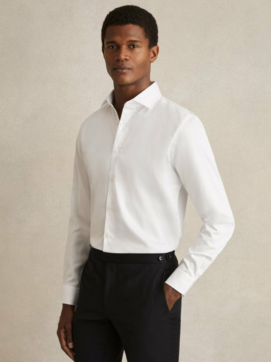 Regular Fit Cotton Sateen Striped Shirt White | Men