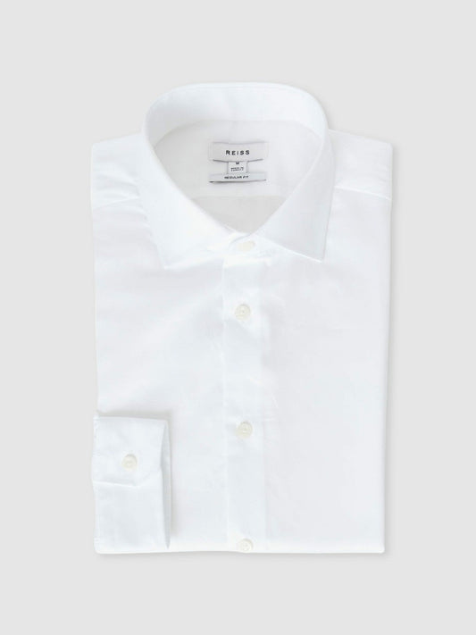 Regular Fit Cotton Sateen Striped Shirt White | Men