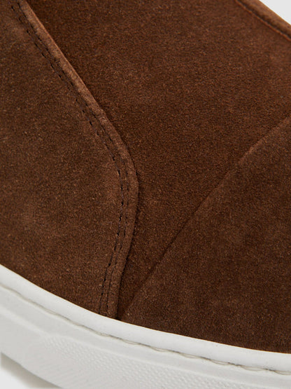 Harrys London Suede Slip On Trainers Dark Bark Brown | Men
