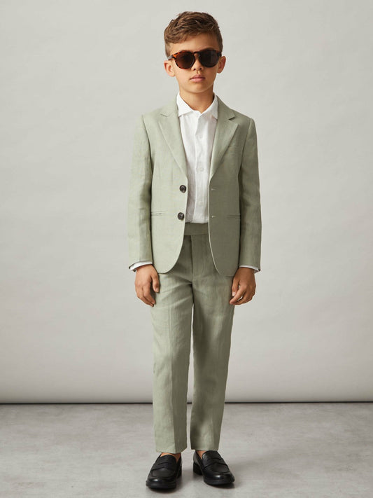9-13 yrs Slim Fit Linen Adjustable Trousers Apple | Children & Baby