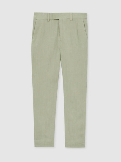 9-13 yrs Slim Fit Linen Adjustable Trousers Apple | Children & Baby