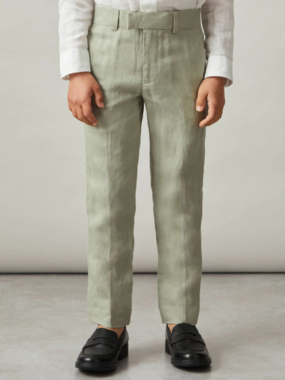 9-13 yrs Slim Fit Linen Adjustable Trousers Apple | Children & Baby